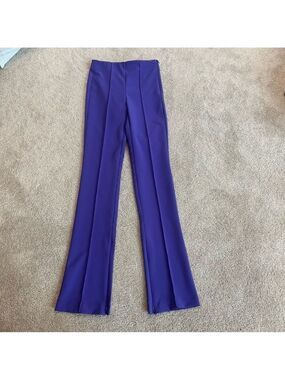 Zara grape purple stretchy high waist flared zipper ankle hem trouser pants NWT